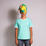Bangalore female skater wearing the Wild Mint T-Shirt, designed and crafted by Holystoked India.
