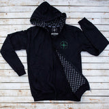 Front view of Holystoked Collective's Offline Hoodie. with green logo.