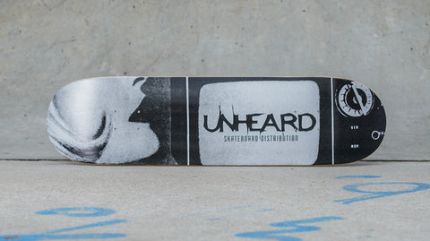 Unheard Logo TV Table Skateboard Deck Graphic